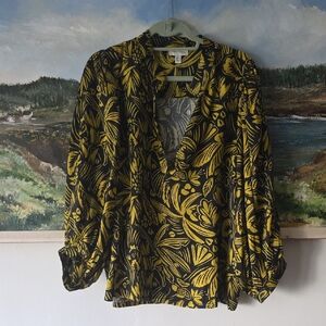 Chic Yellow and Black Blouse Top